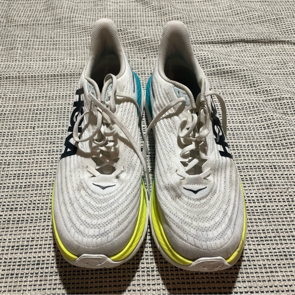 HOKA Men's Mach 5 Running Shoes Size 12.5D In White/Blue Glass - Picture 5 of 9